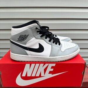 Nike Air Jordan 1 Mid Sneakers - White and Gray